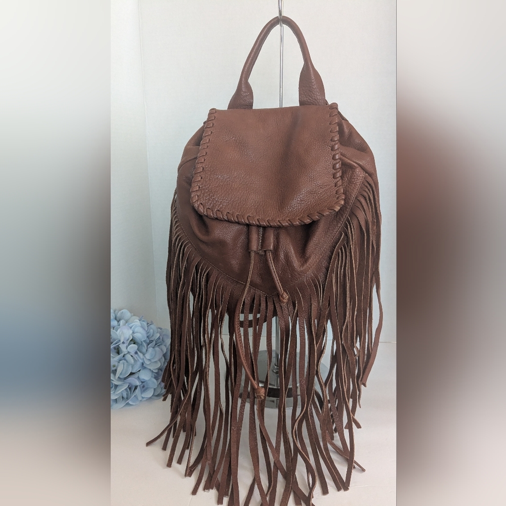 Rare Laggo Noel Fringed Backpack Brown 🤎 Leather